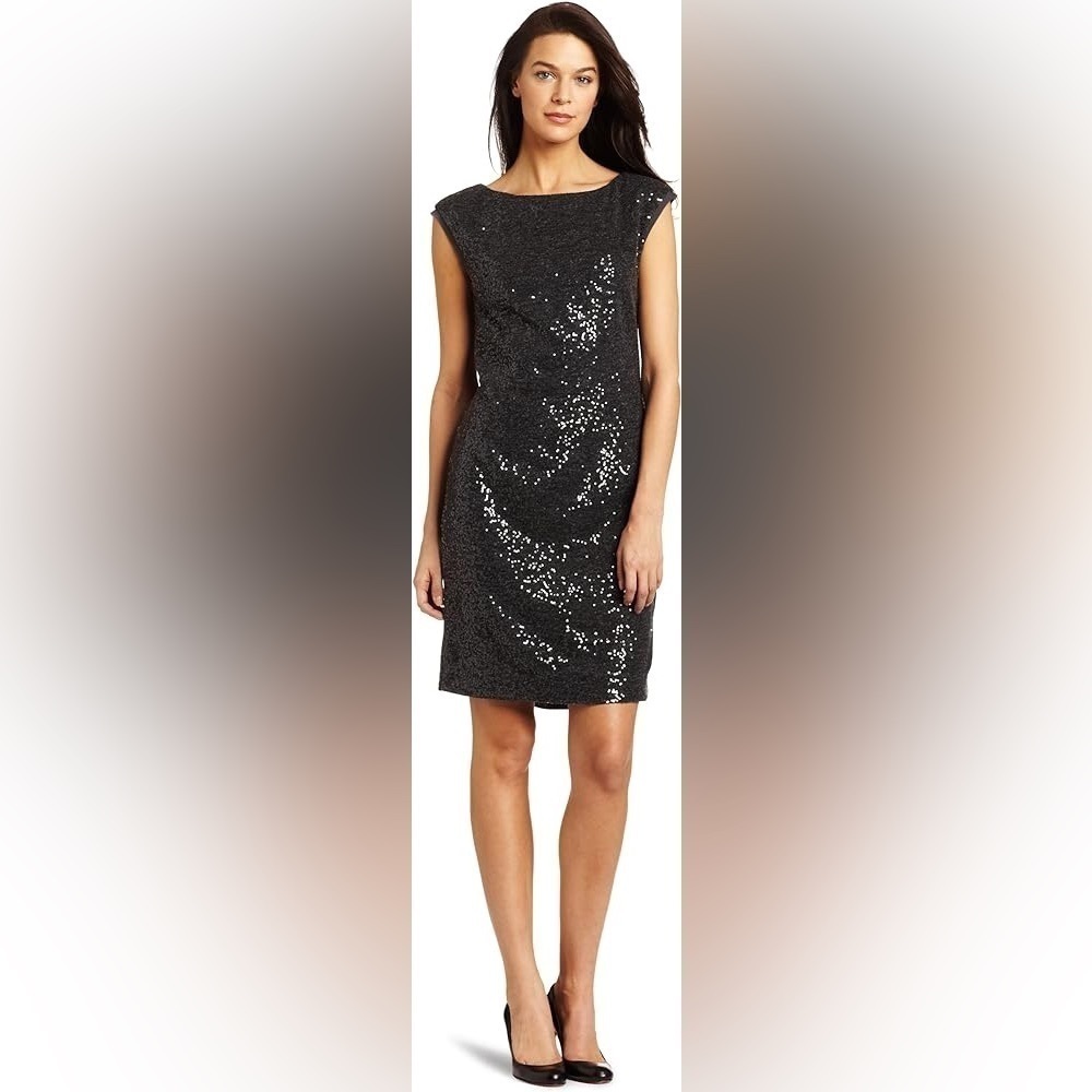 Kenneth Cole Shimmer Down sequin dress in heather charcoal gray